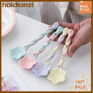 haidianzi 1Pc Long Handle Spoon Cute Ice Cream Hand Painted Dessert Spoon with Long Handle Kitchen Tableware Accessories
