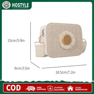 Women Rattan Straw Bag Straw Plaited Ladies Purse Handbag Adjustable Shoulder Straps Zipper Closure PU Classic Style for Outdoor
