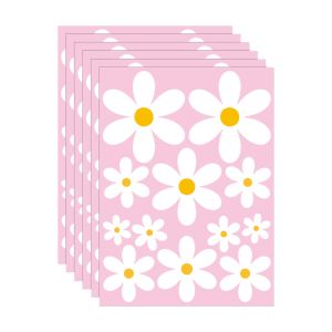 LIVELYS 6Sheets/72Pcs/Set Hai Miếng dán Cửa Sổ Hoa Cúc PVC Không thấm nước Miếng dán kính Tự làm Phong cách mùa xuân Miếng dán tường hình hoa Trang trí nhà cửa
