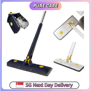 【Pure Care】 Self-twisting Water Quick-drying Mop/ Self-wringing Hands-free Flat/Free2MopHeads
