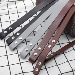 2ชิ้นกระเป๋าสะพายไหล่ DIY สำหรับผู้หญิงสี่ปุ่มกระดุมกระเป๋าถือทำจากหนัง PU มีที่จับสายสำรองแบบถอดได้