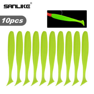SANLIKE 10pcs Soft Plastic Fishing Lures Set Soft Bait T Tail Soft Bug Swimbaits Silicon Rubber Jig Fishing Bait Softworm