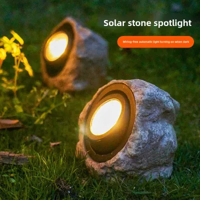 JeeYee Solar Led Outdoor Solar Light Solar Simulation Stone Lamp Outdoor Garden Light Decorative Solar Stones Lights Spotlight Pathway Rock Lights for Yard 太阳能led灯户外