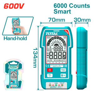 Đồng hồ vạn năng 600V TOTAL TMT516004 hiển thị 6000 số đếm TRUR RMS đo điện DC/AC kèm 3 pin AAA LR03 chính hãng