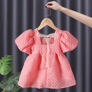 Đầm Công Chúa Xước Thêu Xốp Nổi Nơ Lưng Cực Xinh size 10-16kg ( để lại số cân mục lưu ý hoặc chat với shop)