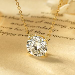 Lnkry 0.5ct-5ct Round Cut Moissanite Solitaire Necklace 14K Gold Filled Sparkling Classic Lab Diamond Pendant Necklaces Jewelry2026