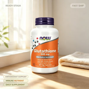 NOW Glutathione 500mg Halal JAKIM 60 Veg Capsules Active Reduced Form Milk Thistle & ALA Natural Antioxidant Support Immune Defense Neutralize Free Radicals 100% Original Ready Stock
