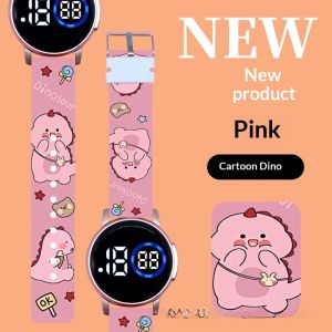 JJT Cute Cartoon Dinosaur Digital Watch for Kids - Fun and Stylish Timepiece with Waterproof Design