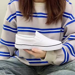 AU Giày vải canvas vẽ tay giày trắng lười xỏ chân phong cách mùa xuân mẫu đôi nam nữ giày thể thao học sinh co giãn dễ xỏ.