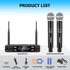 Wireless Microphone Rechargeable Auto Tone Mic Professional Original Mic Automatic Frequency Of Booting For Videoke Karaoke Dual Antenna Receiving Distance 50m/164ft