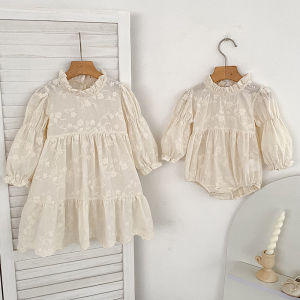 New Autumn Sister Dress 0-6Yrs Girl Party Dress Baby Girl Romper Sister Birthday Party Cotton Embroidery Kids Princess Dresses2026