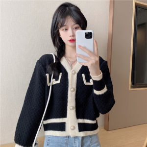 Sweater Rajut Lengan Panjang Wanita Sweter Manis Dan Imut Kardigan Leher V Jaket Cropped Kasual New Sytle Korean Atasan Wanita