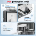 FCM Outdoor Waterproof outlet Sockets IP66 Surface Mount Rainproof Outdoor Switch Socket 118 Type Splashproof Junction Box Bathroom Box. 