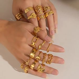 European and American Fashion ins Simple Style Titanium Steel Ring 18k Gold-plated Irregular Geometric Stainless Steel Womens Jewelry Hot Sale