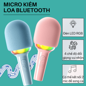 Micro bluetooth không dây cao cấp L8 Micro hát karaoke Micro kiêm loa bluetooth có đèn Led RGB âm to chất lượng pin trâu sử dụng tới 12h