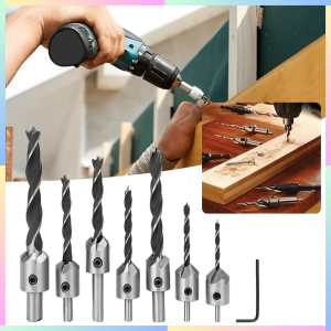 FAST DELIVERY Mata Bor Kayu Aluminium dan Besi Drill Bit Countersink HSS 3-10mm 7 PCS Multifungsi