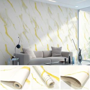Wallpaper Sticker Dinding Motif Marmer Putih Garis Abu