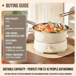 Midea Electric Hotpot for Home Large Capacity Fast Heating Multifunctional Cookware Non-Stick