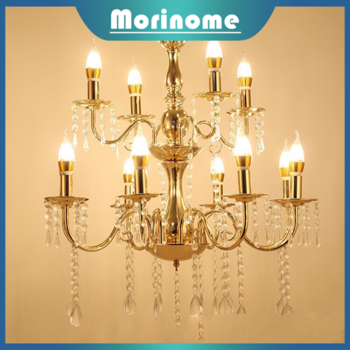 Lampu Gantung Kristal 6/8 Lampu Chandelier 50-70cm Gaya retro Amerika Bahan Besi Warna Emas Ruang Tamu Ruang