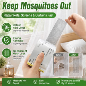 Self Adhesive Mosquito Screen Repair Patch Window Screen Tape Mesh Door Patch Sticky Netting Hole Repair Mosquito Proof Door Window Fix Home Screen Mesh Patch