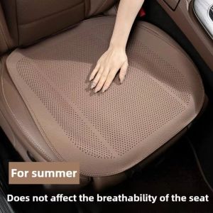 OWMXZL PU Leather Car Seat Cushion Half-Pack Solid Color Ventilated Seat Cushion Comfort Breathable Cool Cushion Four-Season