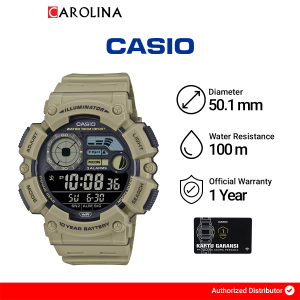 Jam Tangan Pria Casio WS-1500H-5B Black Dial Cream Resin Band