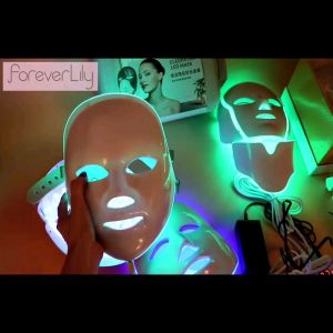 ForeverLily Masker Wajah Perawatan Wajah Phototherapy Facial Beauty Mask LED Lampu 7 Warna Masker Wajah LED Peremajaan Kulit Masker LED Fototerapi Perawatan Wajah Kecantikan Anti Jerawat Masker Penghilang Kerut Pemutih