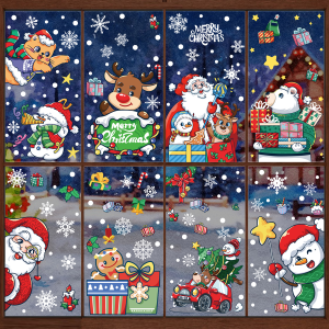 COMBO-Decal trang trí NOEL HÍT TĨNH ĐIỆN -Gia đình noel đón giáng sinh cùng nhau thành phố tuyết (8 tấm)-CDN124