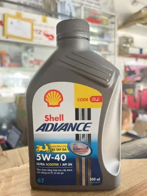 Dầu nhớt xe ga 100% tổng hợp Shell Advance Ultra Scooter 5W-40 (SN/MB) 800ml. Hàng chính hãng
