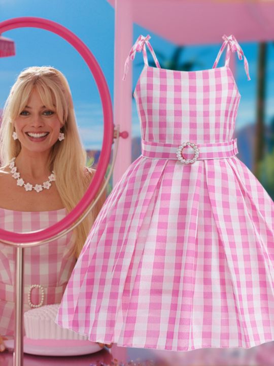 barbie princess dress costume Barbara Princess Charm Cosplay Costume Pink Dress with Necklace and Crown
