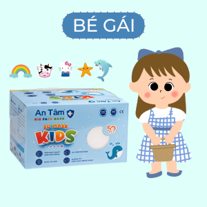 Khẩu trang trẻ em An Tâm 3D đa lớp kháng khuẩn ngăn ngừa bụi mịn cho bé từ 3-8 tuổi Hộp 50 cái
