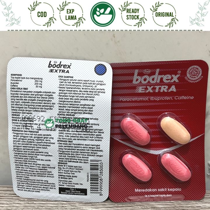 Bodrex Extra 4 Kaplet Paracetamol Ibuprofen Caffeine Sakit Kepala