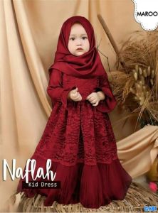 GSD - Baju Gamis Anak Cewek Umur 3-4 Tahun / Baju Anak Terbaru 2023 Edisi Lebaran / Gamis Syari Anak Naflah Kids+Krudung Set Reva