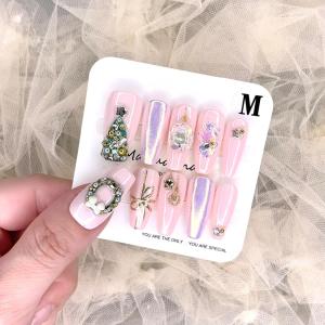 A072 SIZE S/M 🇲🇾 Ready Stock MERRY CHRISTMAS🎄🎅🏻🎁❄️Handmade Nail Art Reuseable 10pcs/set Nail Tips free 5pcs Manicures Tools 现货手工穿戴甲可重复使用 10 件/套美甲贴片免费 5 件美甲工具
