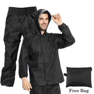 Jas Hujan Setelan Celana Raincoat Dengan Lengan Kuat Polos Dengan Tas -99