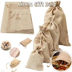 10PCS Multifunction Linen Drawstring Storage Bag Burlap Jute Gift Pouch for Jewelry Snacks Candy