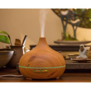 Máy Xông Tinh Dầu Khuếch Tán Phun Sương Cổ Cao Vân Rạn Và Vân Gỗ Dung Tích 550ML Tạo Độ Ẩm Khử Mùi Tặng Kèm REMOTE