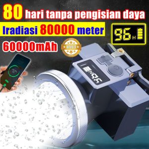 300w Senter Kepala 30 hari tanpa pengisian daya senter kepala super terang Super Terang Outdoor Anti Air Tampilan baterai