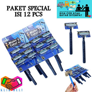 Klik-Beli (PAKET SPECIAL ISI 12 PCS) Razor Mister Cukur 2 Mata Pisau Alat Pisau Cukuran Rambut Kumis Jenggot
