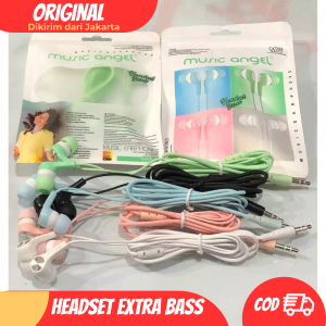 Handsfree Headset Music Angel Macaron Mate Color Hifi Extra Bass Earphone