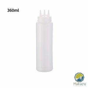 Makayo ขวดน้ำสลัด ขวดบีบซอสพลาสติก ขวดแยม 3 รู ฝาครอบ Condiment Squeeze Bottles