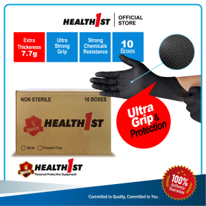 Health1st Nitirle Black 7.7g Diamond Textured Extra Thick 240mm (10 boxes)