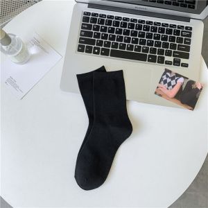 JIYAN2866 Comfortable Boneless Socks Solid Color Breathable Medium Tube Sock Soft Stack Socks
