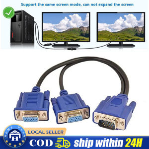 High Quality 15Pin VGA Male To 2 Vga Svga Female Adapter Splitter Video Monitor Cable Accessories