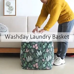 Extra Large 100/150L Waterproof Foldable Drawstring Dirty Clothes Laundry Basket Toy Storage Bag Bakul Bekas Baju 加大号脏衣篮