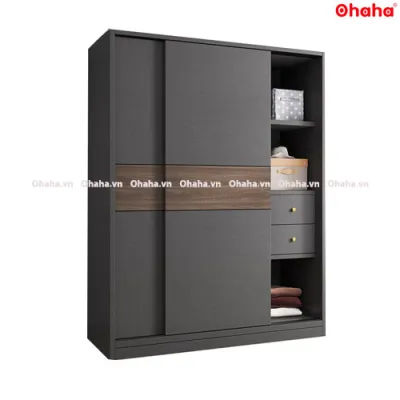 [ Freeship HCM ] [ Trả góp 0%] Tủ Quần Áo 2 Cánh Lùa Phối Màu Hiện Đại Chuẩn Bắc Âu OHAHA - PM002