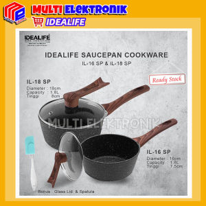 Panci Saucepan Idealife Tutup Kaca Original Ukuran 16 dan 18 cm