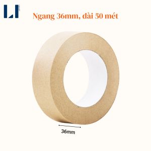 Băng keo giấy Kraft màu nâu dài 50m chuyên dụng vẽ tranh.