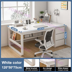 [100/120/140cm] Computer Table with Drawer Study Table with Shelf U-shaped Legs for Home Office