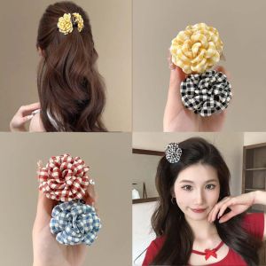 Fabric Camellia Hair Clamp for Woman Girl New Small Half-Tie Hair Claw Clip